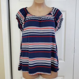Jennifer Lauren Striped Peasant Top